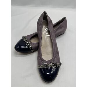 AGL Attilio Giusti Leombruni Sz 8.5 Navy Cap Toe Lavender Ballet Flats 39 Eur